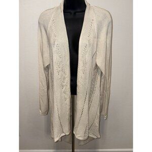 Calstyle Crocheted Lace Cardigan Womens  Size XL Long Sleeve Sweater Open Front